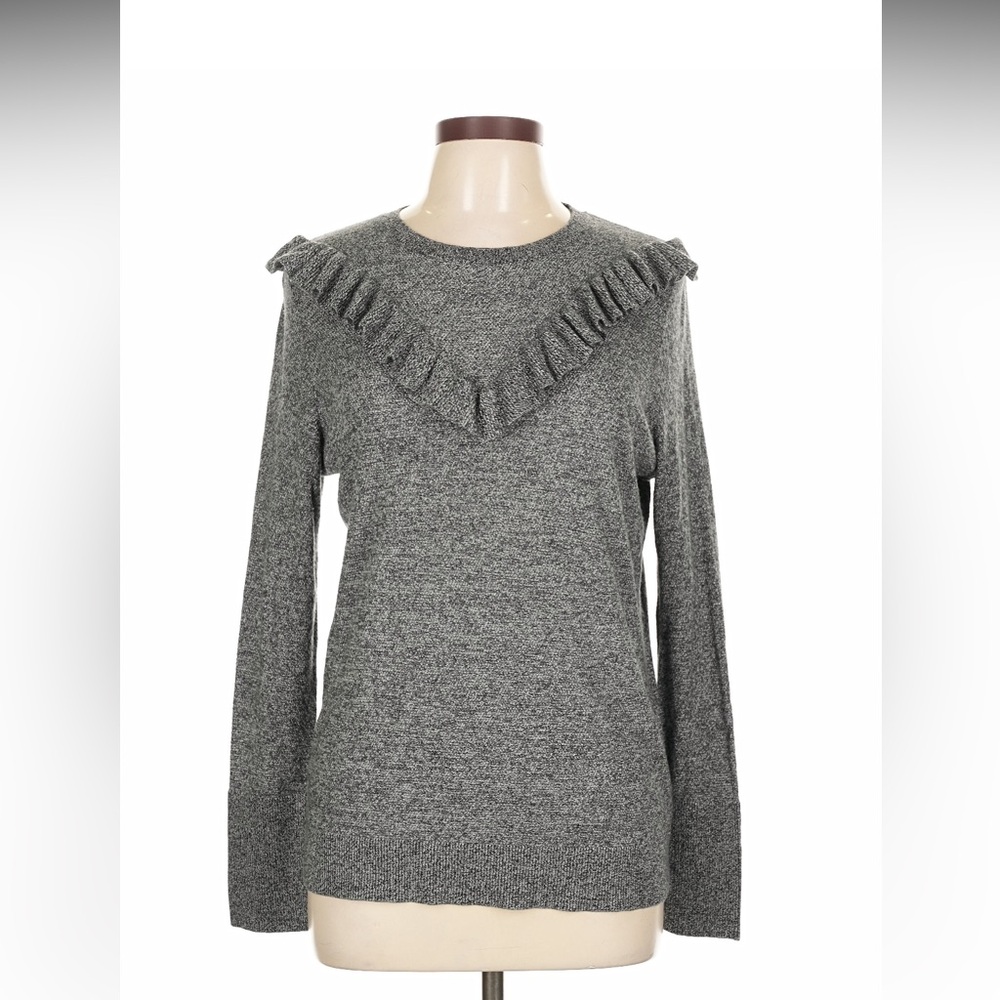 A New Day Charcoal Knit Top with Ruffle Accent
